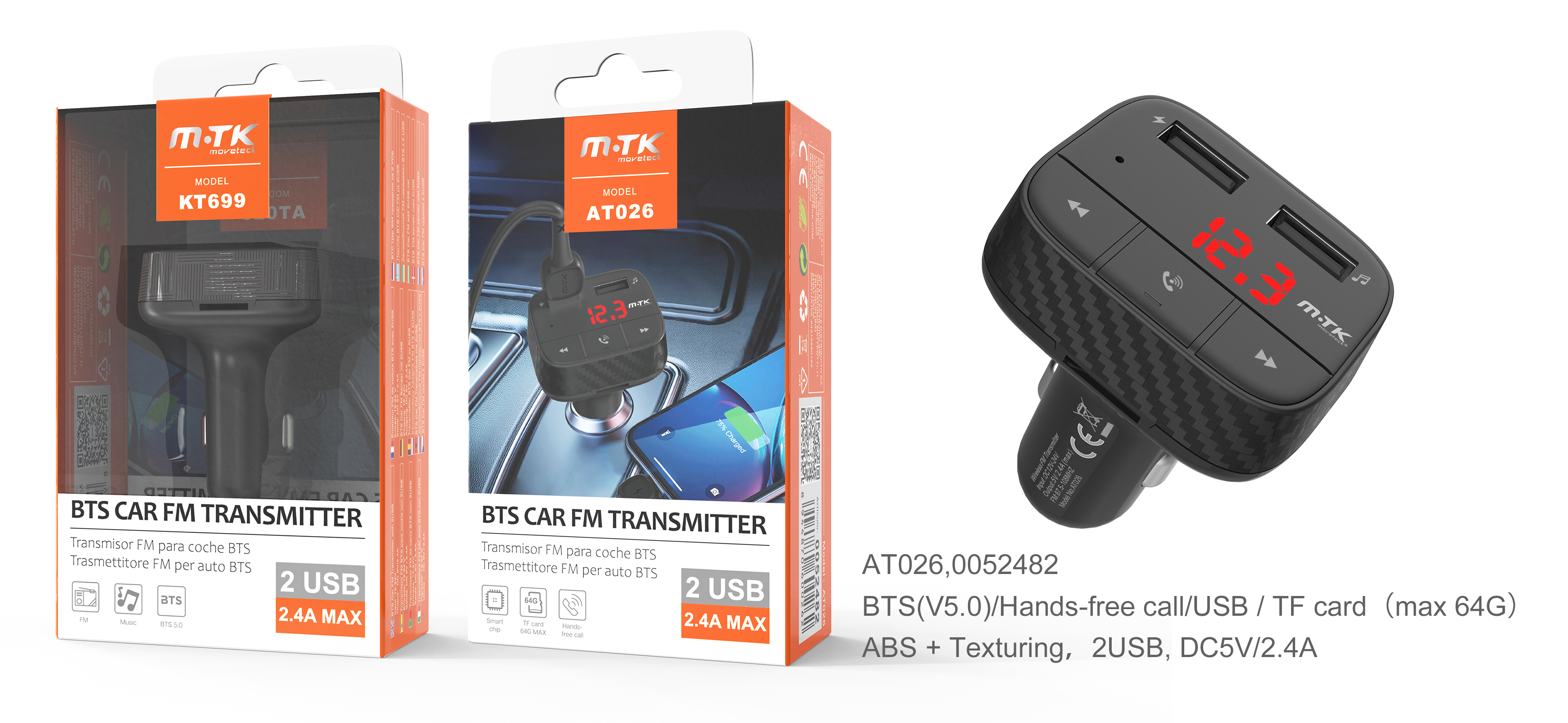 Transmisor FM Bluetooth 4.2 Manos Libres Coche TL-6UB Fonestar