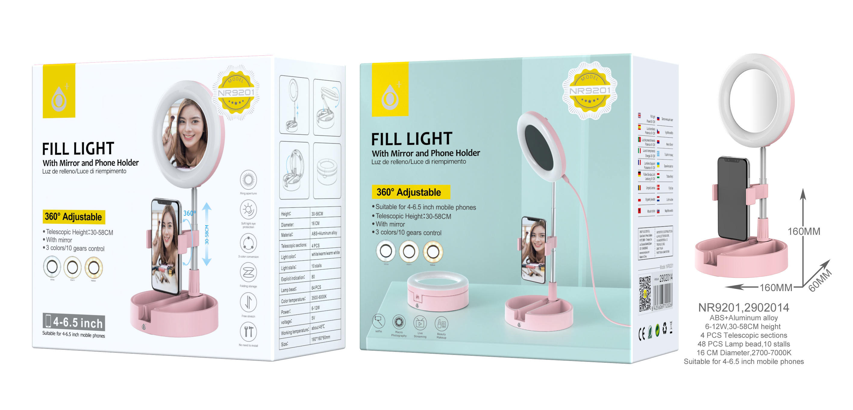 Anillo Luz LED 9cm con Soporte de Manguera de Brazo Flexible para