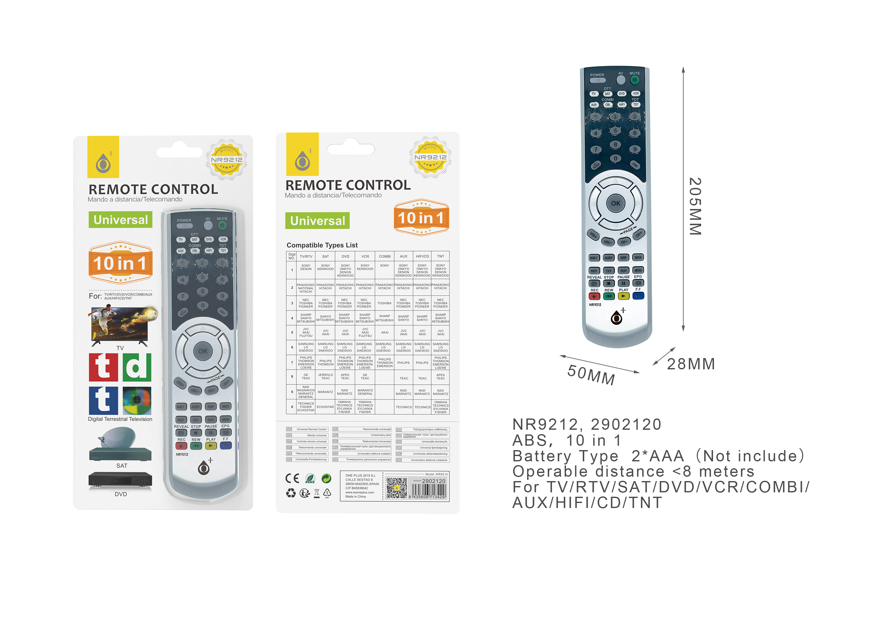 Mando Televisión NR9213 PL Mando Universal a Distancia LCD/LED TV 2 N 1 ,  Plata - Fundas personalizas para Móvil